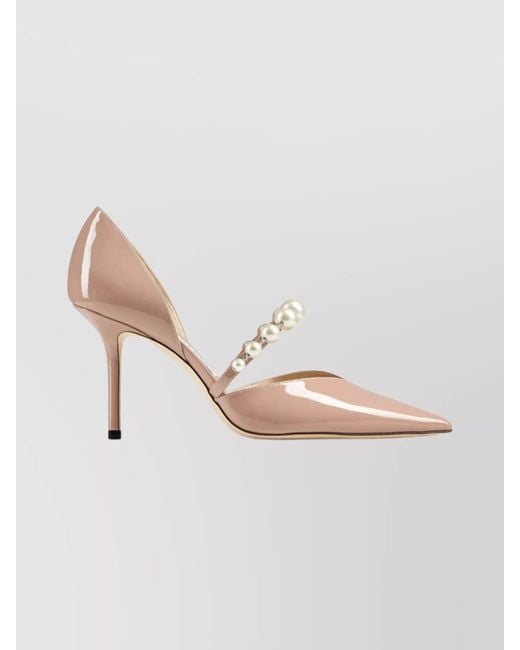 Jimmy Choo Pink Crystal Pearl Arch Band Pumps