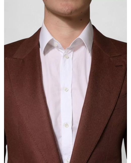 Dolce & Gabbana Brown Cashmere Single-Breasted Blazer for men