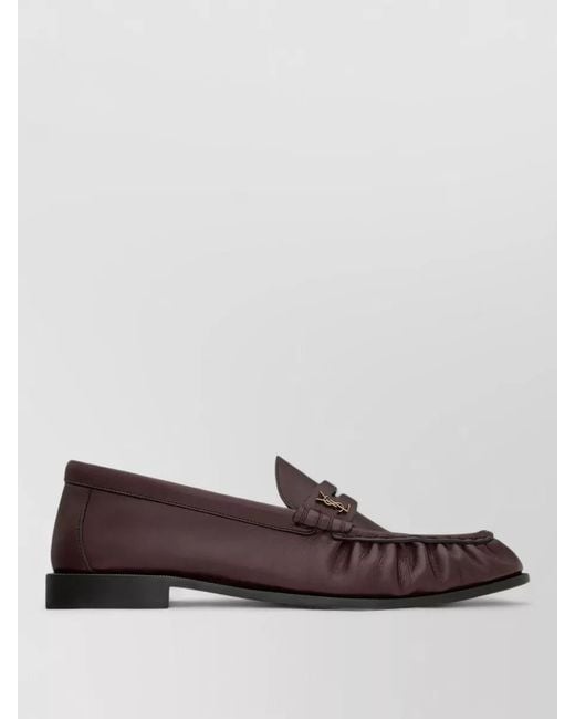 Saint Laurent Brown Supple Leather Penny Loafers Flat Sole for men
