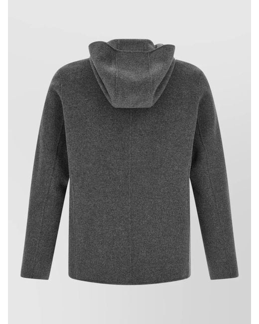Giorgio Brato Gray Cashmere Wool Hooded Single Breasted Coat for men