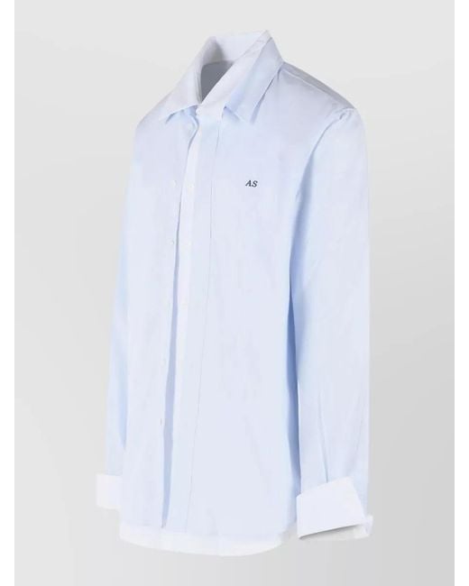 Acne White Cotton Shirt Tailored Collar Detailed Cuffs for men