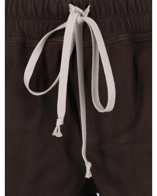 Rick Owens Black Leather Straight Short Shorts