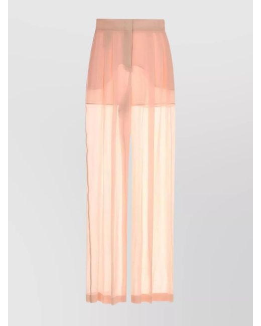 Alberta Ferretti Pink Silk Wide-Leg Trousers