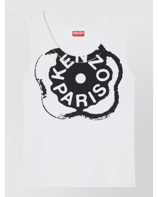 KENZO Gray Boke Flower Graphic Ribbed Jersey Tank
