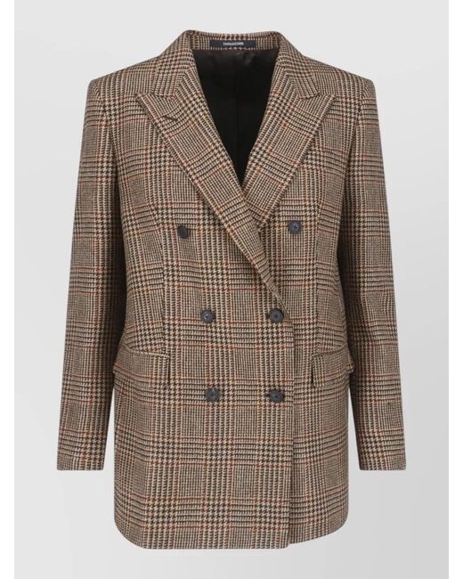 Tagliatore Brown Double Breasted Blazer Back Vent Notch Lapels