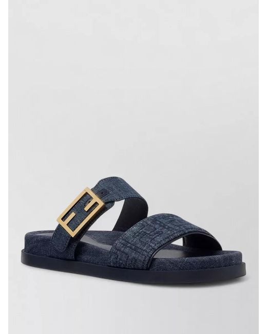 Fendi Blue Denim Flat Sandals