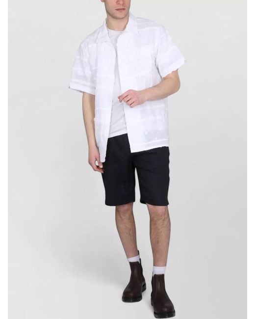 Engineered Garments White Embroidered Shirt Straight Cut Chest Pocket for men