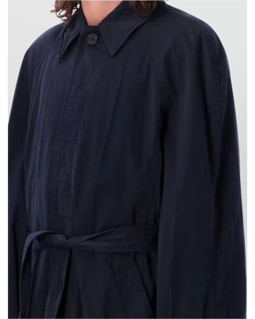 Balenciaga Blue Cotton Belted Deconstructed Trench Coat for men