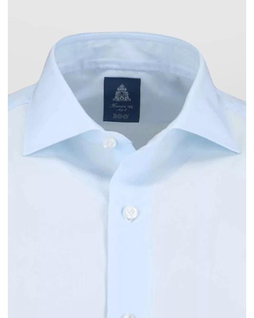 Finamore 1925 White Shirt Button Down Collar Curved Hem Long Sleeves for men