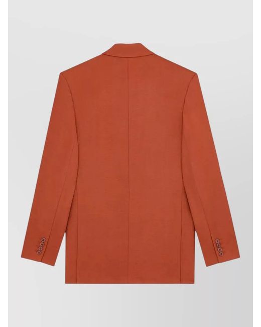 Saint Laurent Orange Double Breasted Wool Gabardine Tailored Jacket