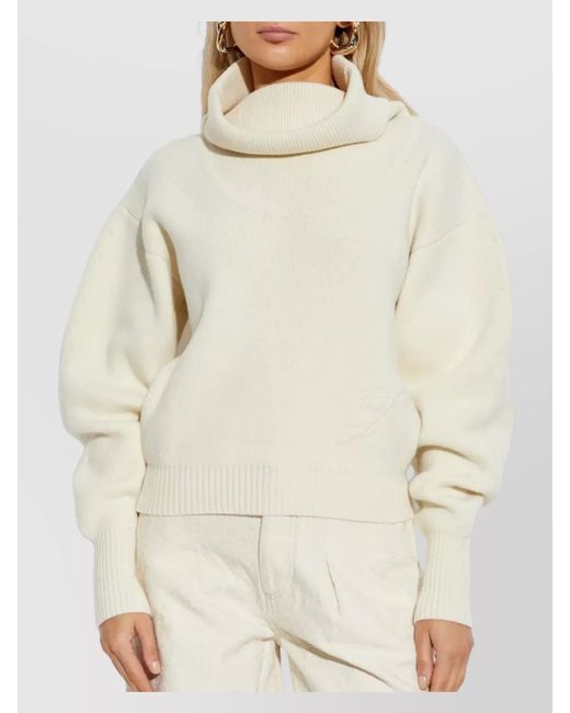Jacquemus Natural Cashmere Wool Ribbed Turtleneck Jumper