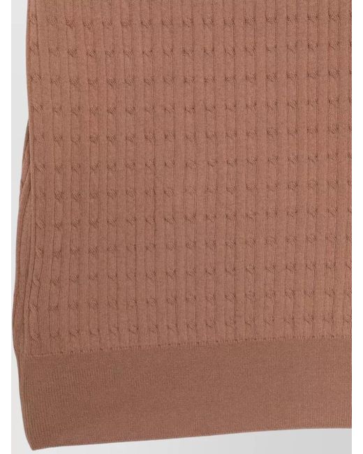 Tagliatore Brown Cable-Knit Polo Shirt for men