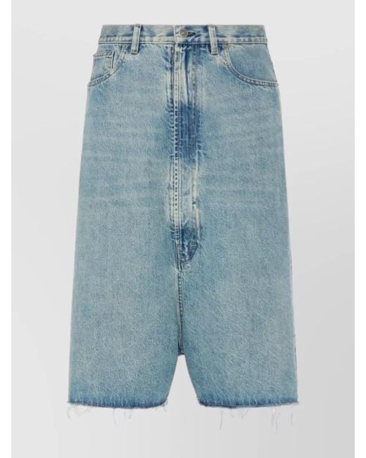 Maison Margiela Blue Denim Shorts Frayed Hem Five Pocket Design for men