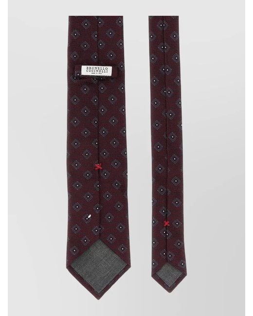 Brunello Cucinelli Purple Chevron Texture Silk Tie Pointed Tip for men