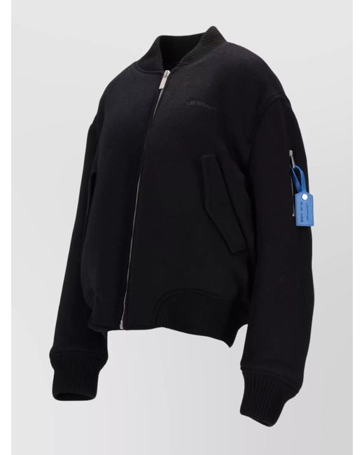 Off-White c/o Virgil Abloh Black Wool Bomber Jacket for men
