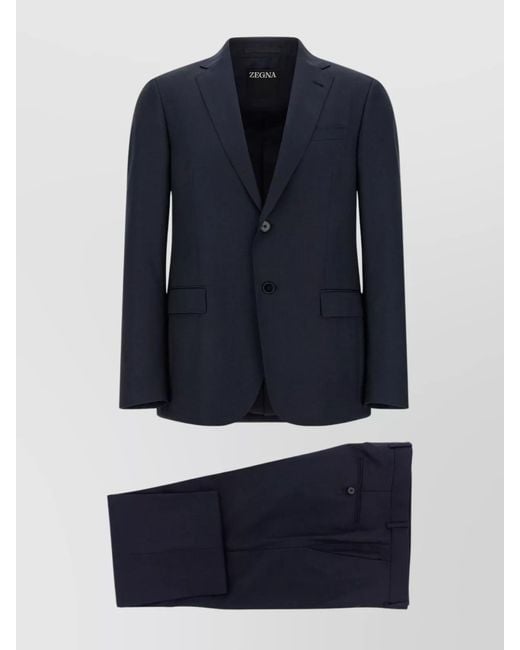 Zegna Blue Wool Single-Breasted Suit for men