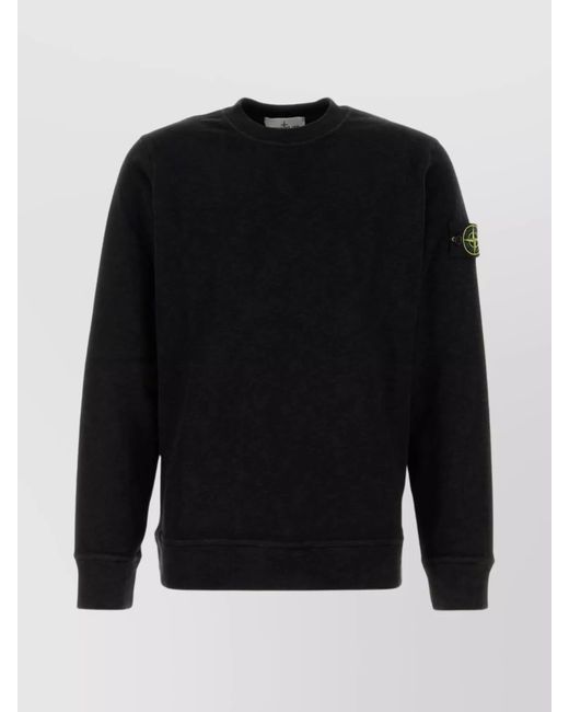 Stone Island Black Cotton Crew Neck Sweatshirt With Long Sleeves for men