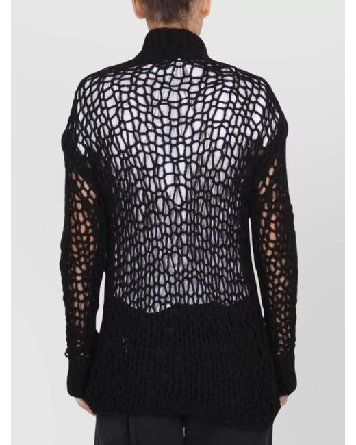 Ann Demeulemeester Black High Neck Regular Fit Wool Jumper