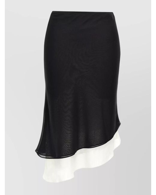 ROTATE BIRGER CHRISTENSEN Black Layered Asymmetric Hem Skirt