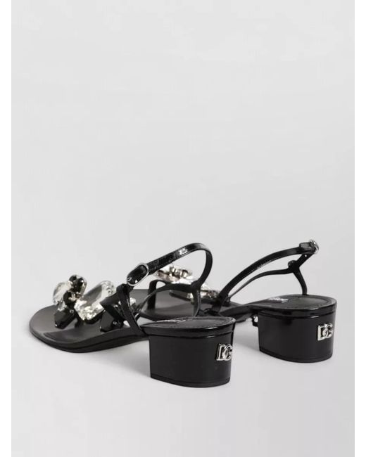 Dolce & Gabbana Metallic Leather Crystal Ankle-Strap Sandals