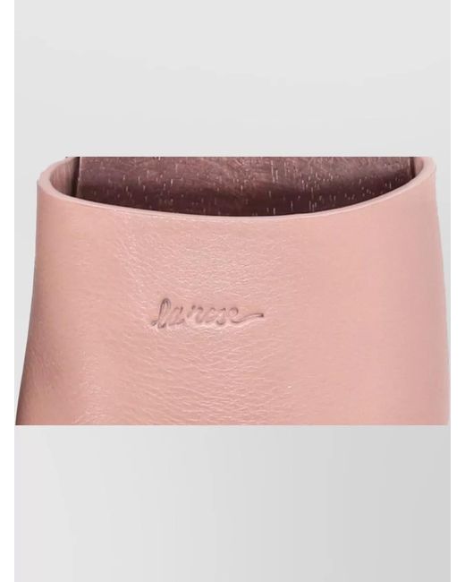 LA ROSE Pink Leather Sandals Flat Sole Open Toe