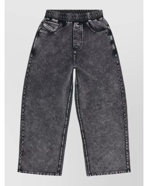 DIESEL Gray Wide Leg Denim Trousers Low Crotch