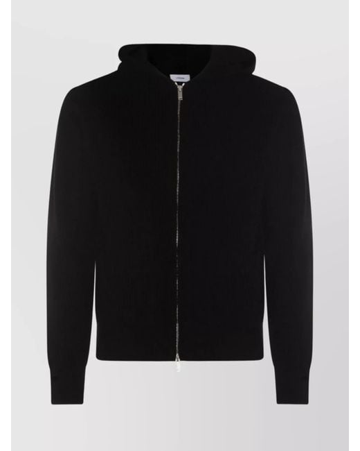 Lardini Black Textured Hooded Wool Sweater Pockets for men