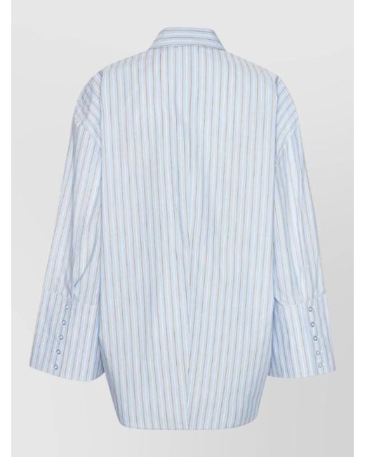 ROTATE BIRGER CHRISTENSEN Blue Striped Cotton Shirt