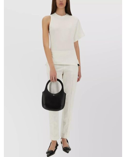 Courreges White Cotton One-Shoulder Slim-Fit T-Shirt