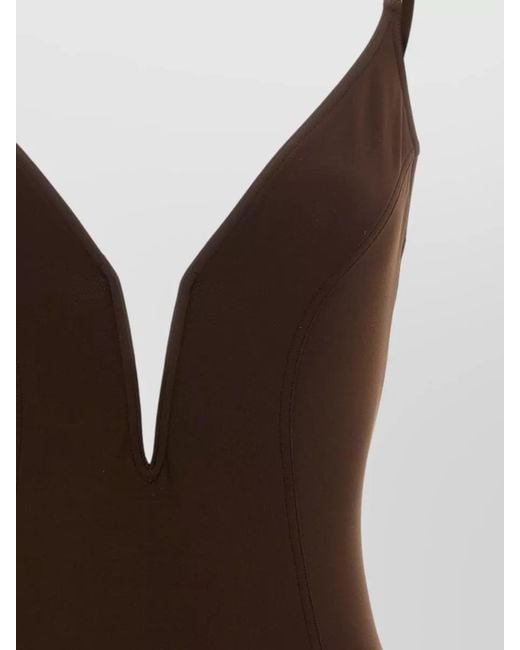 Eres Brown V-Neck One-Piece Swimsuit