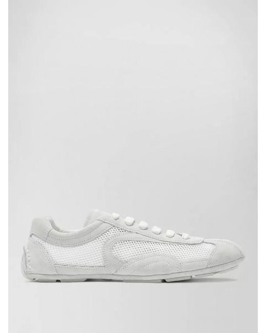Prada White Mesh Sneakers Low Top Rubber Sole