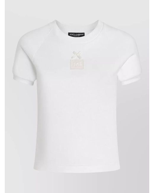 Dolce & Gabbana White Cotton Shirt Short Sleeves Bow Detail