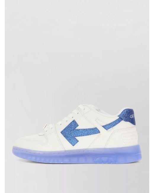 Off-White c/o Virgil Abloh Blue Leather Low Top Sneakers Glitter Accents