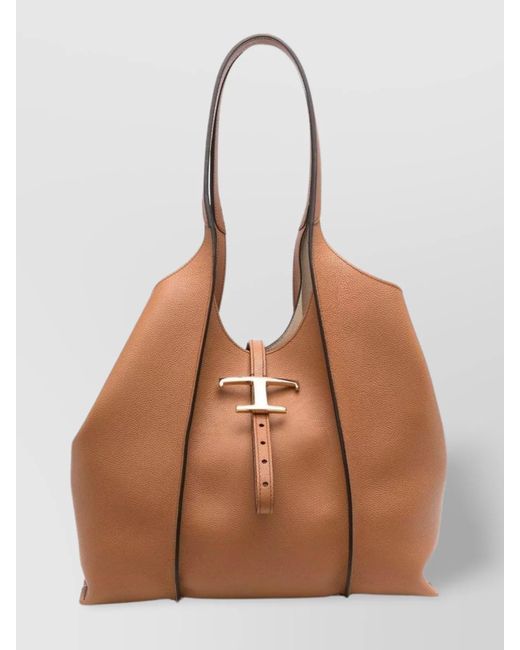 Tod's Brown T Timeless Small Leather Shoulder Bag