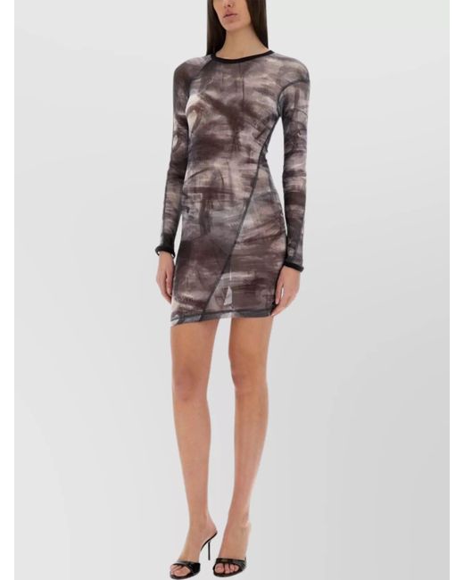 Helmut Lang Multicolor Abstract Sheer Twisted Dress