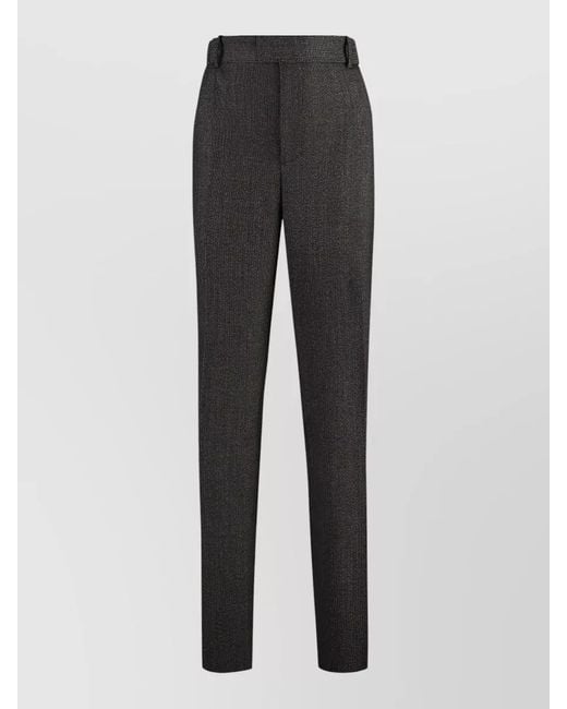 Bottega Veneta Gray Wool Trousers Belt Loops Back Pocket