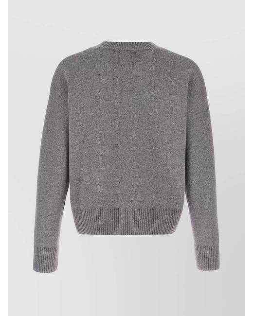 AMI Gray Cashmere Virgin Wool Sweater for men