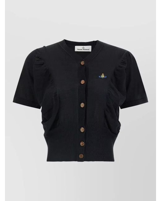 Vivienne Westwood Black Pamela V Neck Knit Short Sleeve Sweater