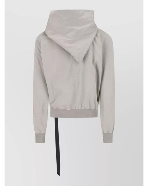 Rick Owens Gray Hooded Sweatshirt Jacket Adjustable Hem Pockets for men