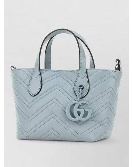 Gucci Blue Gg Marmont Small Leather Tote Bag