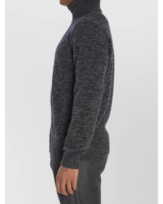 Barena Gray Wool Ribbed High Collar Zip Jumper for men