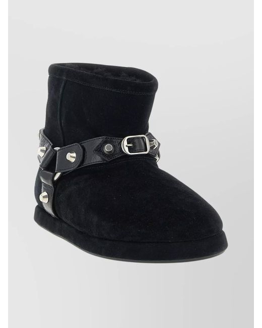 Balenciaga Black Leather Studded Ankle Boots