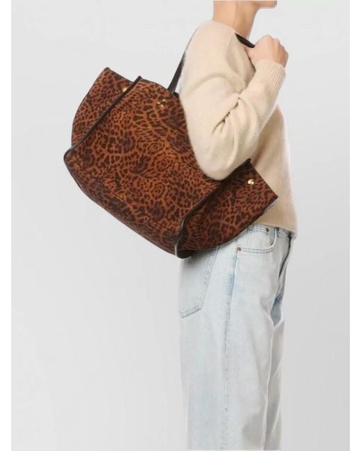 Jérôme Dreyfuss Brown Leon M Tote Bag Animal Print Studs