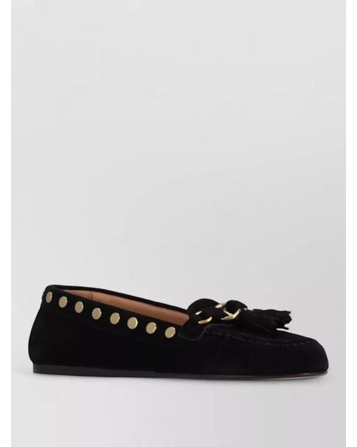 Isabel Marant Black Loafers Chain Detail Slip On Tassel