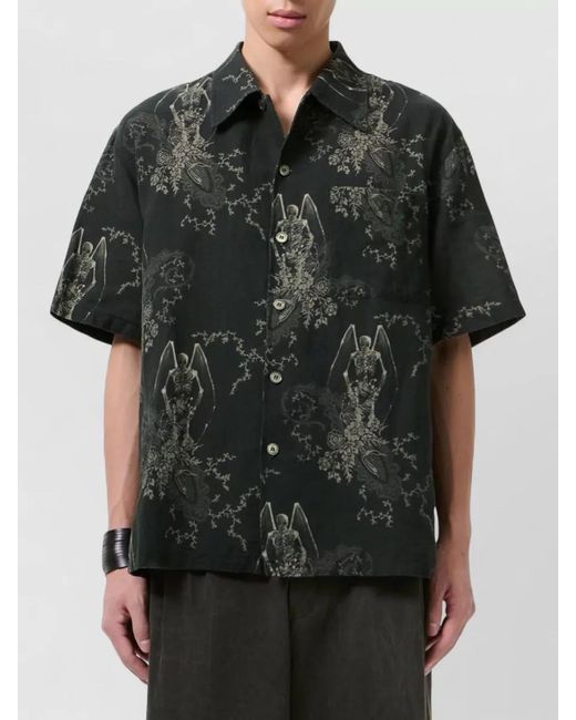 Our Legacy Black Printed Short-Sleeve Shirt for men