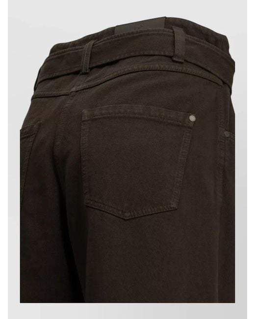 Brunello Cucinelli Black High Rise Wide Leg Belted Jeans