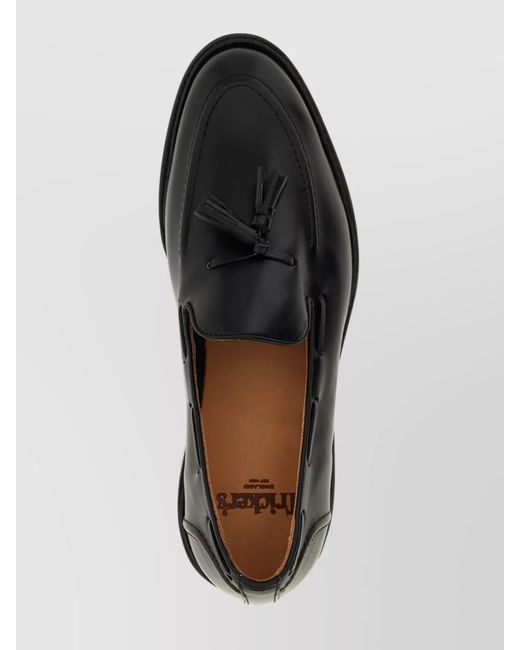 Tricker's Black Leather Tassel Loafers for men