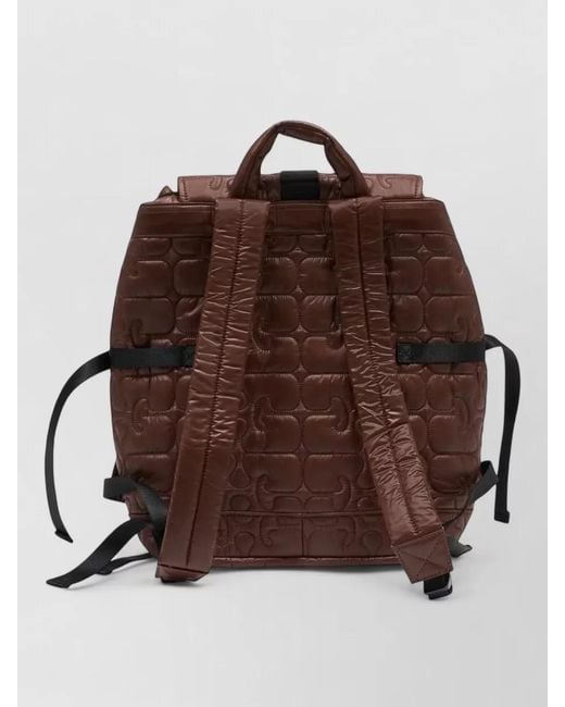 Ganni Brown Tech Quilted Backpack Polyamide Top Handle