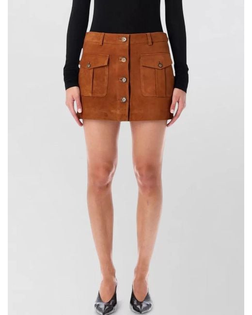 THE GARMENT Orange Suede Mini Skirt Belt Loops Pockets