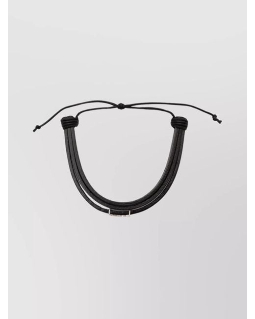 Saint Laurent Brown Leather Logo-Appliqué Bracelet for men